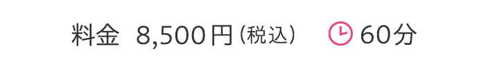 料金  8,500円（税込）　６０分